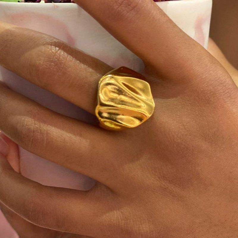 Audace Irregular Gold Ring – 18K Gold-Plated