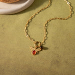 Load image into Gallery viewer, Jackie Bee Necklace Tiger's Eye &amp; Red Agate – 18K Gold-Plated

