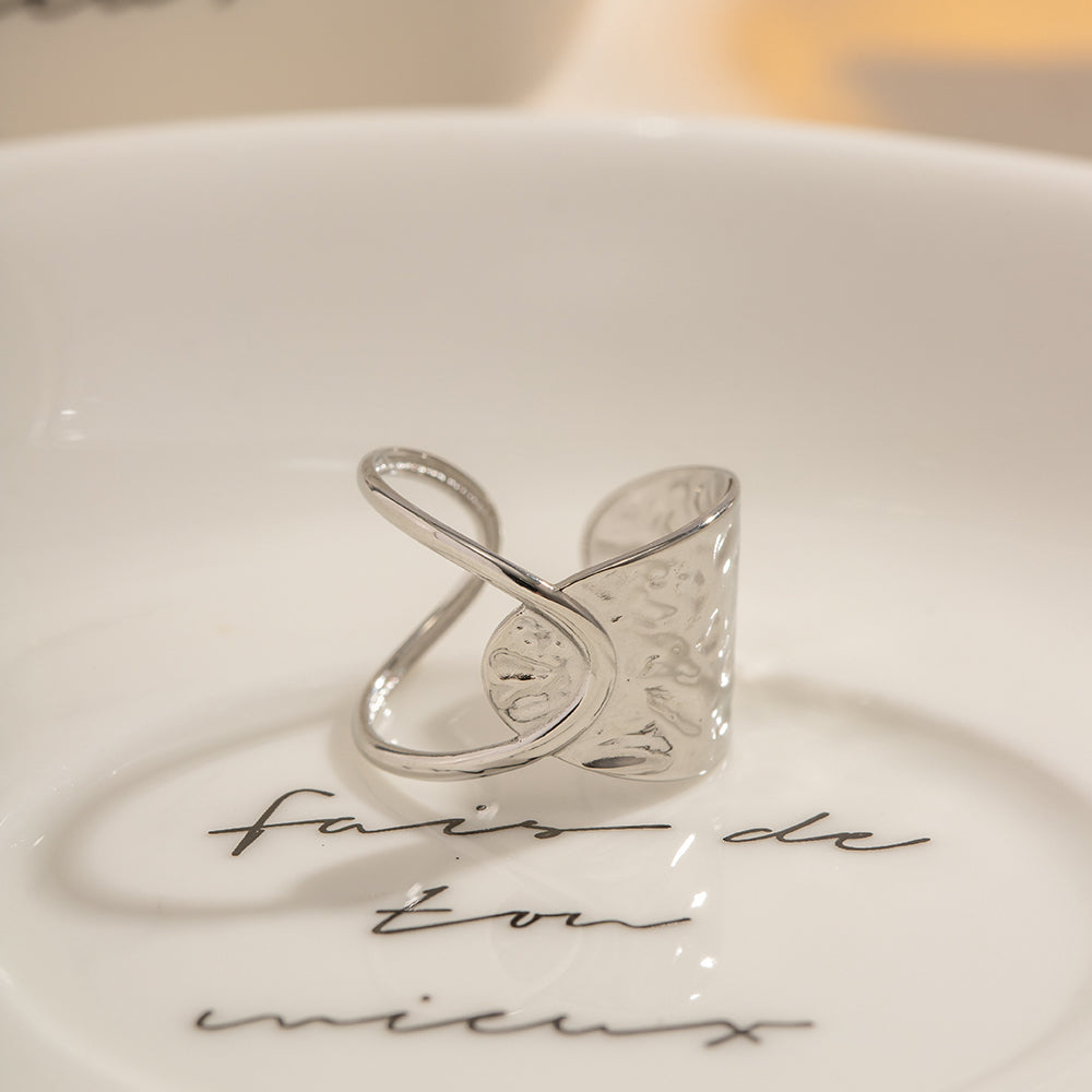Clarie brede golf open ring – 18K goud en verzilverd