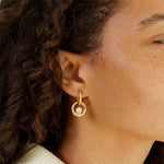 Load image into Gallery viewer, Allis Hammered Double Hoop Earrings Zirconia – 18K Gold-Plated Waterproof
