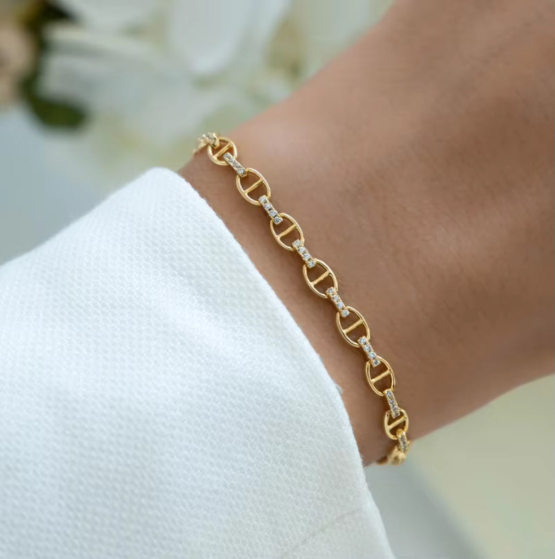 Dianna diamantkedjearmband – 18K guldbelagt