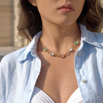 Load image into Gallery viewer, Dorothea Multicolor Crystal Cross Necklace – 18K Gold-Plated

