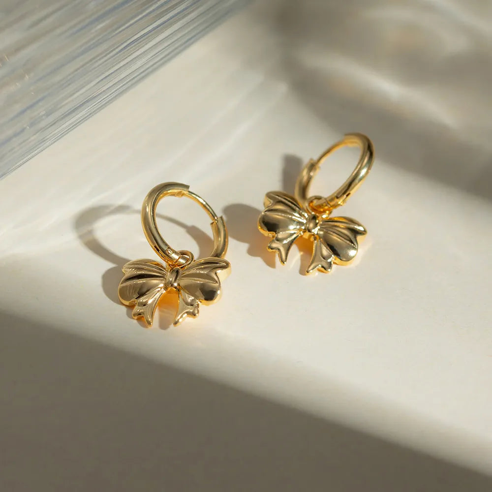 Haillei Bow Earrings - 18K Gold-Plated