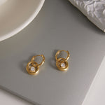 Load image into Gallery viewer, Allis Hammered Double Hoop Earrings Zirconia – 18K Gold-Plated Waterproof
