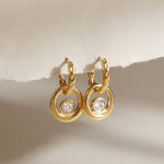 Load image into Gallery viewer, Allis Hammered Double Hoop Earrings Zirconia – 18K Gold-Plated Waterproof
