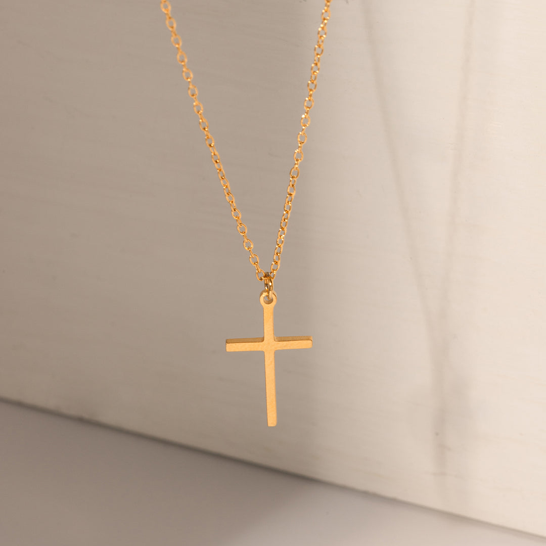 Genesis minimalistisches Kreuz-Halskette – 18 Karat vergoldet