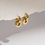Load image into Gallery viewer, Anne Double Link Huggie Earrings with Zirconia – 18K Gold-Plated
