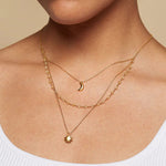 Load image into Gallery viewer, Lucy Celestial Three-Layer Star &amp; Moon Necklace – 18K Gold-Plated
