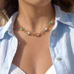 Load image into Gallery viewer, Dorothea Multicolor Crystal Cross Necklace – 18K Gold-Plated
