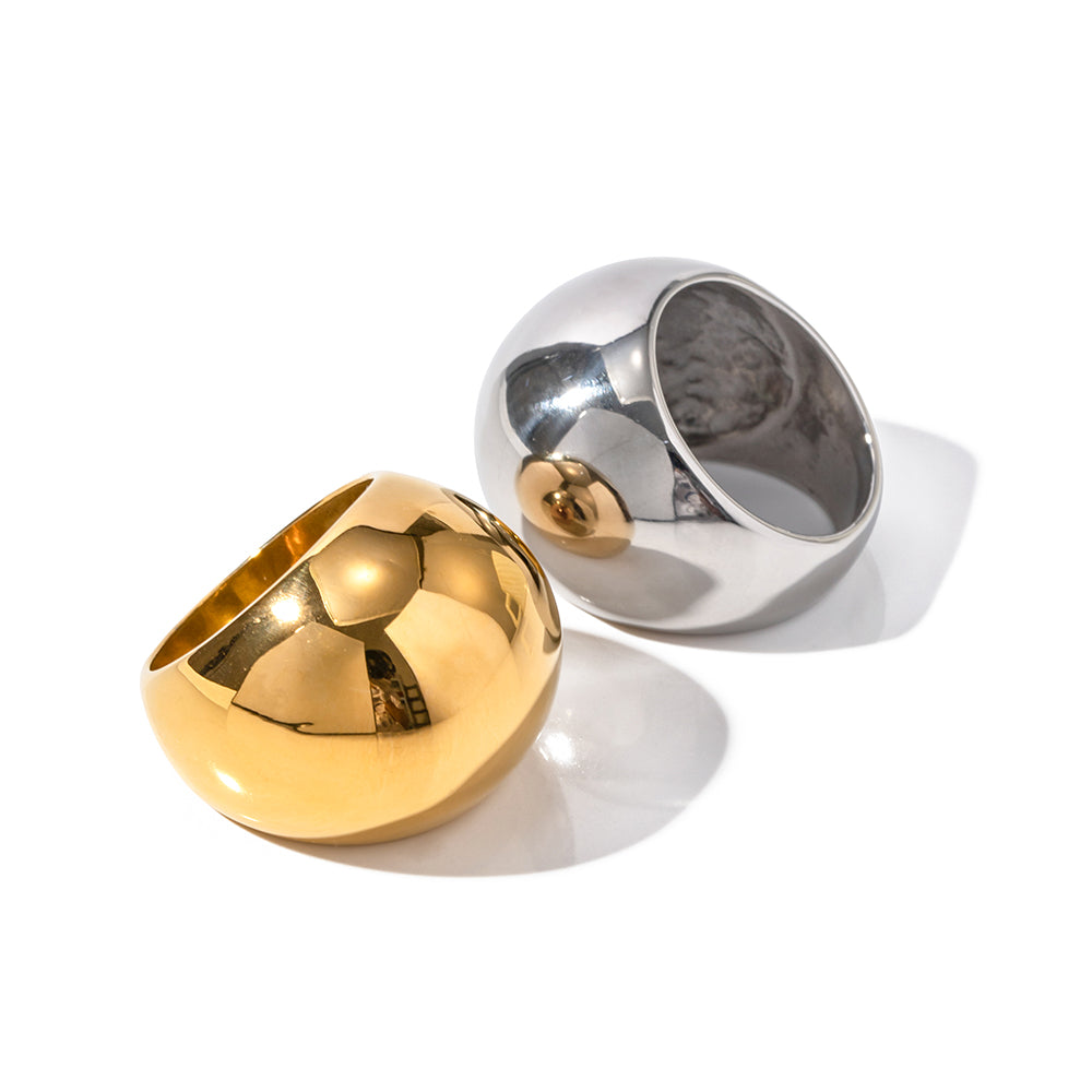 Insolite Chunky Spherical Ring – 18K Gold-Plated & Silver-Plated