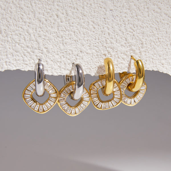 Iris Intertwined Hoop Earrings Zirconia – 18K Gold-Plated