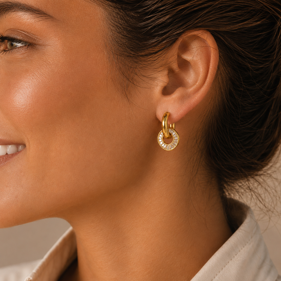 Iris Intertwined Hoop Earrings Zirconia – 18K Gold-Plated