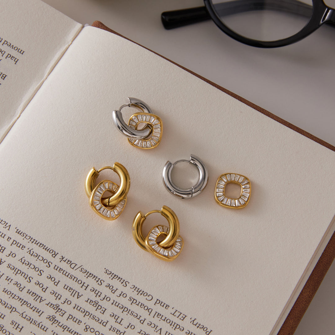 Iris Intertwined Hoop Earrings Zirconia – 18K Gold-Plated