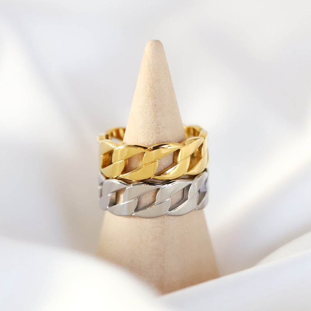 Joie Cuban Chain Woven Ring – 14K Gold-Plated