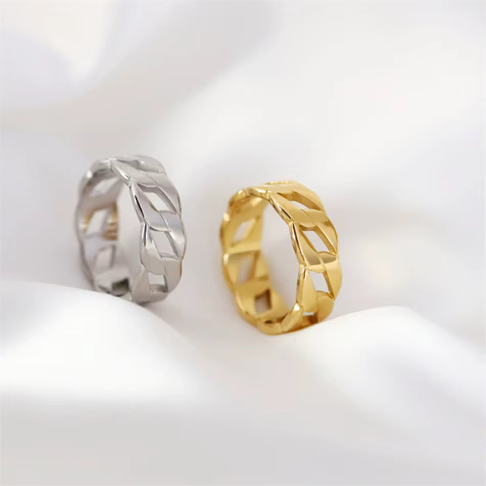Joie Cuban Chain Woven Ring – 14K Gold-Plated
