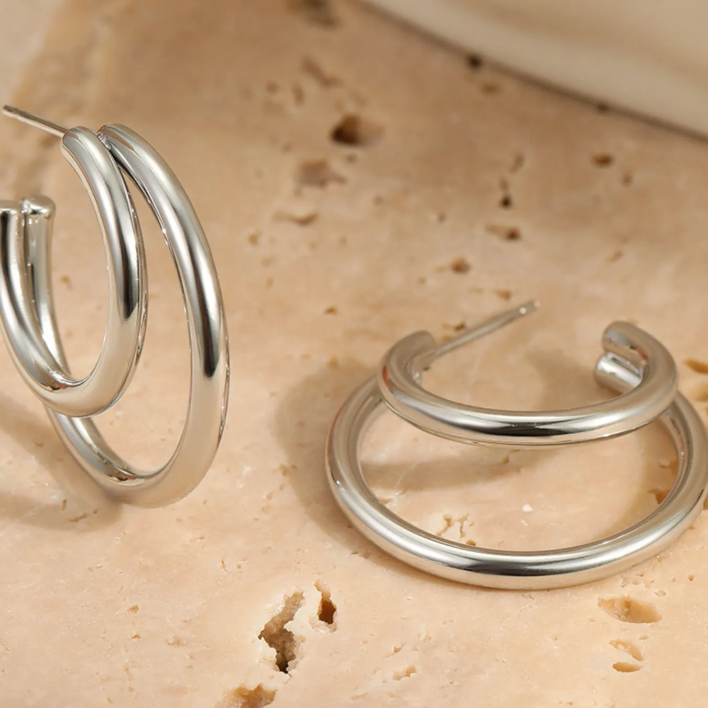 Josié Hoop Earrings - 18K Gold-Plated & Silver-Plated