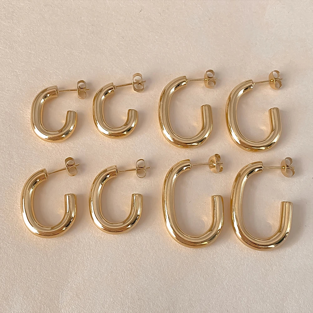 Julien Oval Gold Hoop Earrings – 18K Gold-Plated
