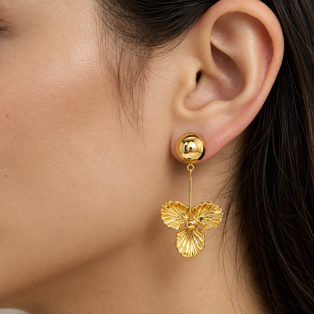 Leah Floral Earrings - 18K Gold-Plated