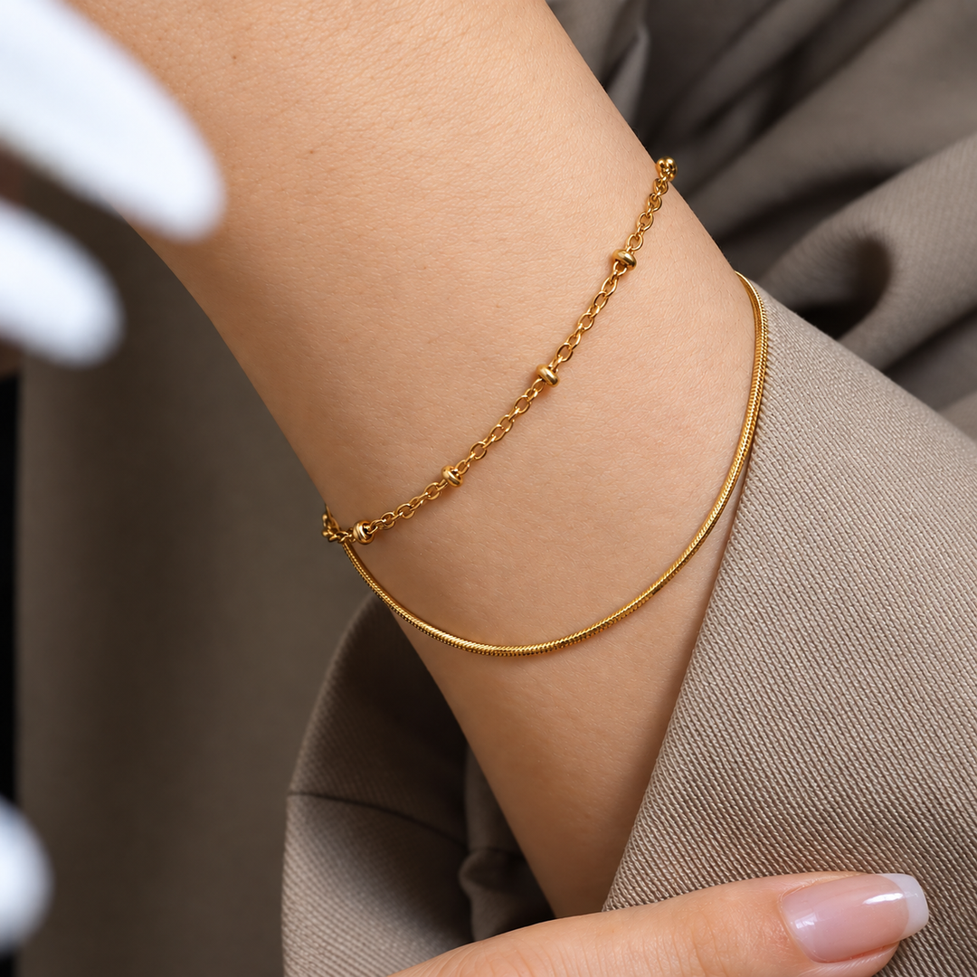 Leila Double Layered Bracelet - Gold-Plated
