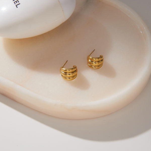 Lexie Layered C-Shaped Hoop Earrings – 18K Gold-Plated