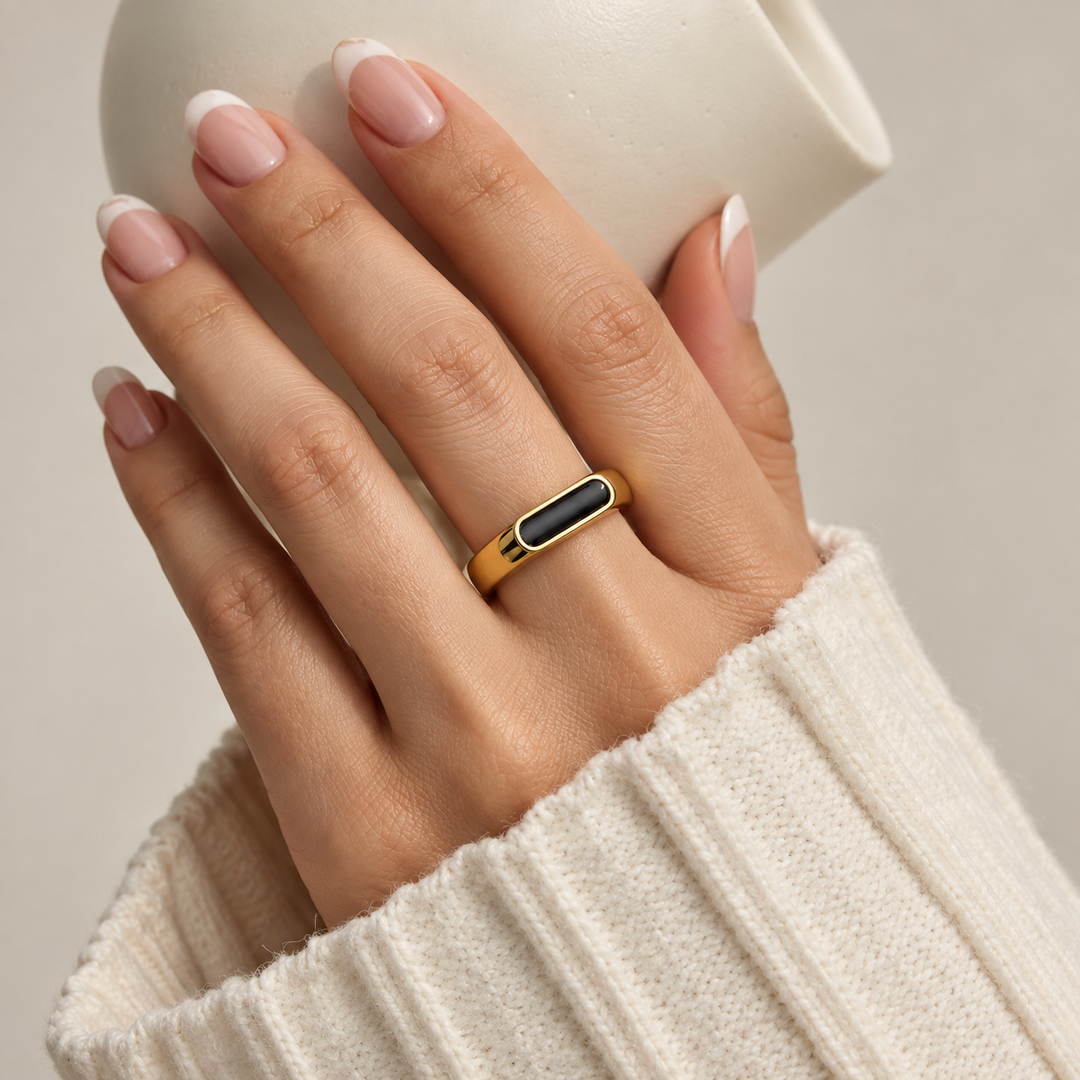 Liberté Enamel Drip Ring – 18K Gold-Plated & Silver-Plated