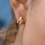 Load image into Gallery viewer, Lily Baguette Zirconia Huggie Hoop Earrings – 18K Gold-Plated Waterproof
