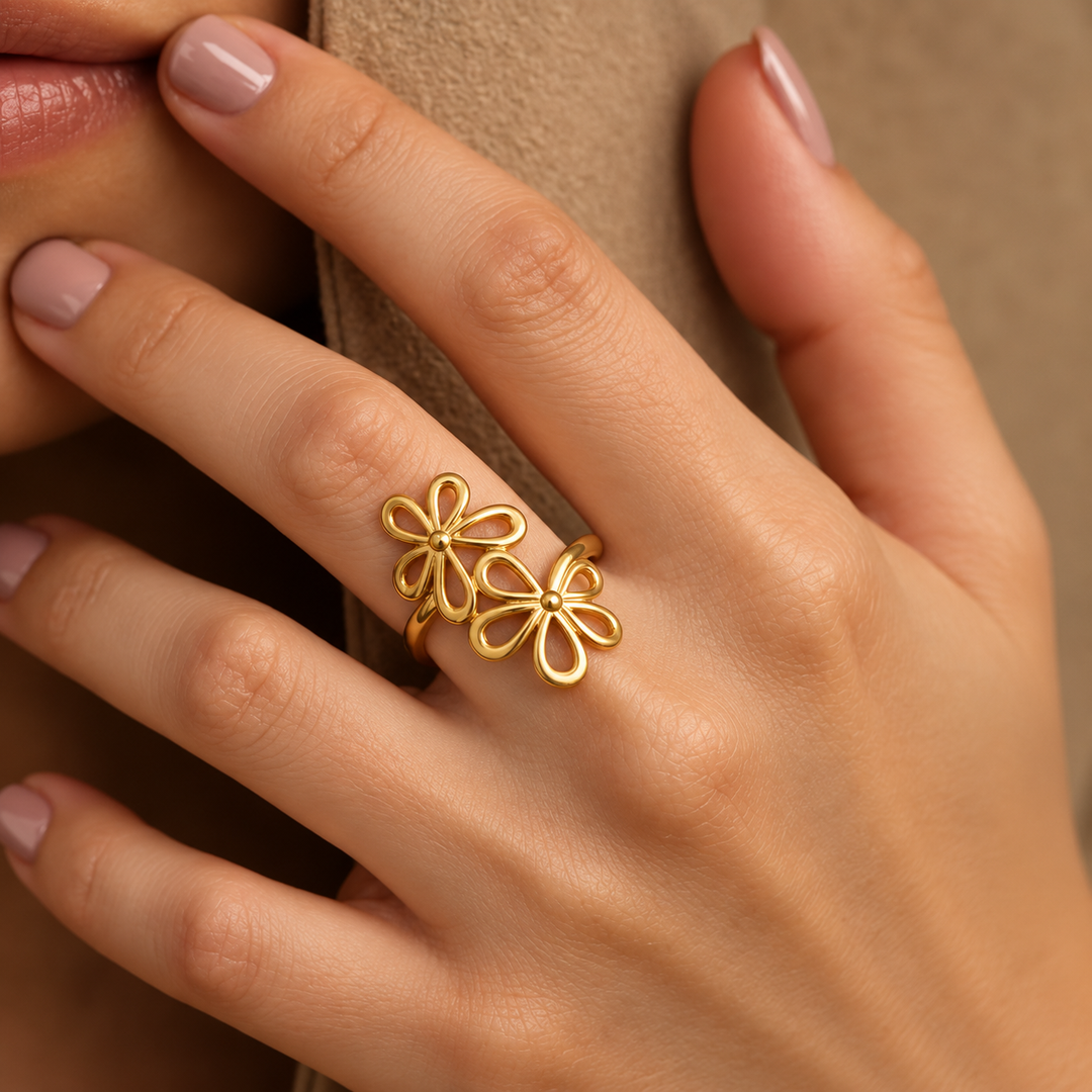 Lina Flower Ring - 18K Gold-Plated