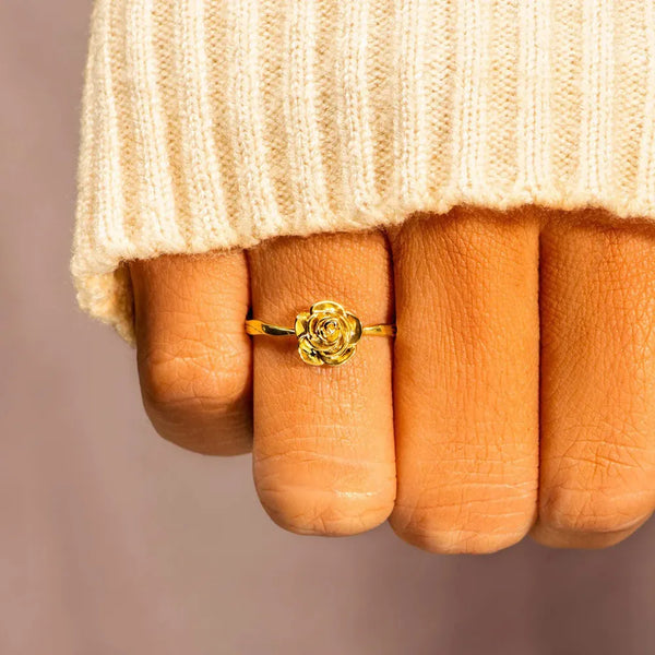 Liora Rose Shape Ring - 925 Sterling Silver & 18K Gold-Plated