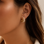 Load image into Gallery viewer, Lita Double Layer Huggie Earrings – 18K Gold-Plated Waterproof
