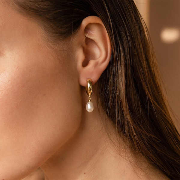 Livia Freshwater Pearl Drop Earrings – 14K Gold-Plated