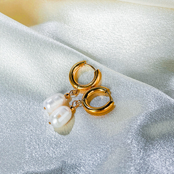 Livia Freshwater Pearl Drop Earrings – 14K Gold-Plated