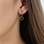 Load image into Gallery viewer, Lovelle Heart Drop Earrings – 18K Gold-Plated
