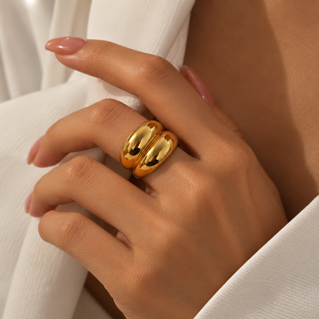 Lucie Double Layer Gold Ring – 18K Gold-Plated
