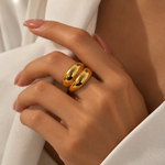 Load image into Gallery viewer, Lucie Double Layer Gold Ring – 18K Gold-Plated
