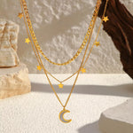 Load image into Gallery viewer, Lunara Moon Layered Necklace – 18K Gold-Plated
