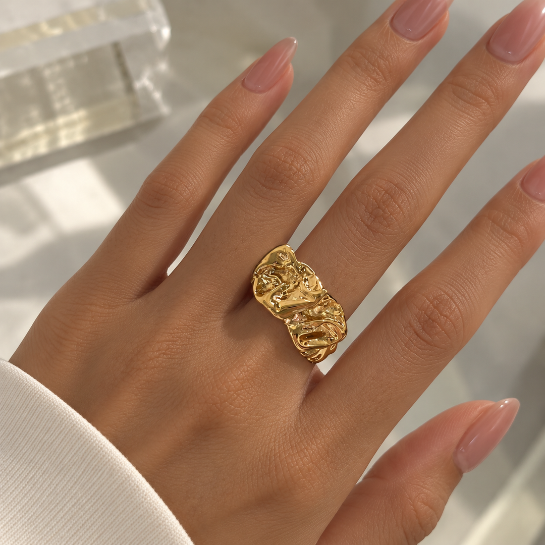 Marlé Lava Texture Open Ring – 18K Gold-Plated