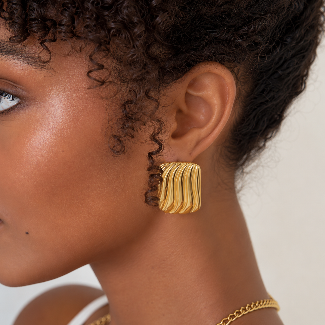 Mattea Geometric Earrings – 18K Gold-Plated