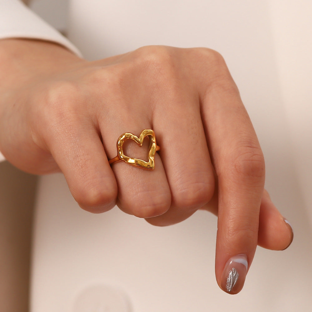 Mia Heart Gold Ring – 18K Gold-Plated & Silver-Plated