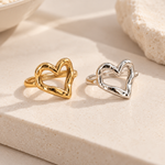 Load image into Gallery viewer, Mia Heart Gold Ring – 18K Gold-Plated &amp; Silver-Plated
