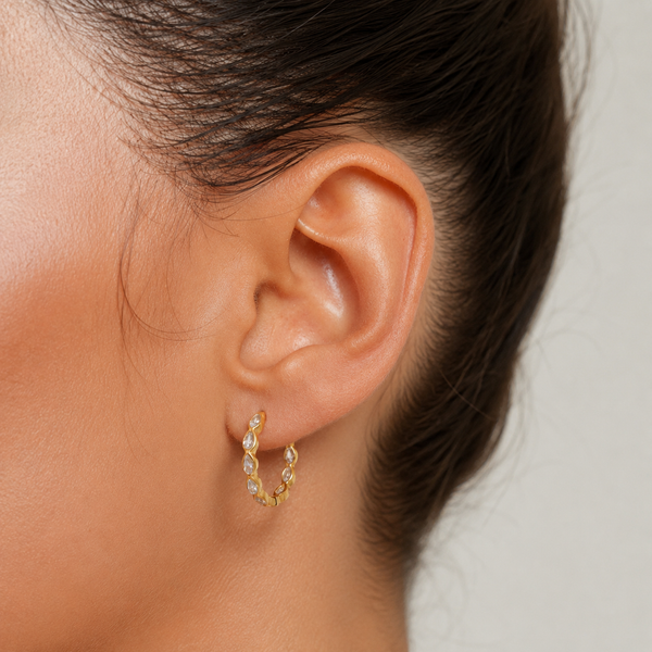 Miller Zirconia Huggie Hoop Earrings – 18K Gold-Plated