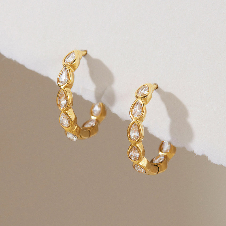 Miller Zirconia Huggie Hoop Earrings – 18K Gold-Plated