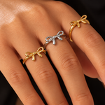 Load image into Gallery viewer, Millie Bow Ring - 18K Gold-Plated &amp; Silver-Plated
