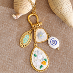Load image into Gallery viewer, Mirelle Floral Ceramic Charm Necklace – Gold-Plated

