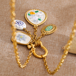 Load image into Gallery viewer, Mirelle Floral Ceramic Charm Necklace – Gold-Plated
