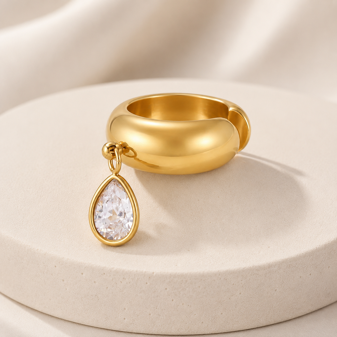 Naya Geometric Zirconia Earrings – 18K Gold-Plated Waterproof