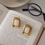 Load image into Gallery viewer, Naya Hammered Resin Statement Earrings – 18K Gold-Plated
