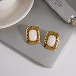 Load image into Gallery viewer, Naya Hammered Resin Statement Earrings – 18K Gold-Plated

