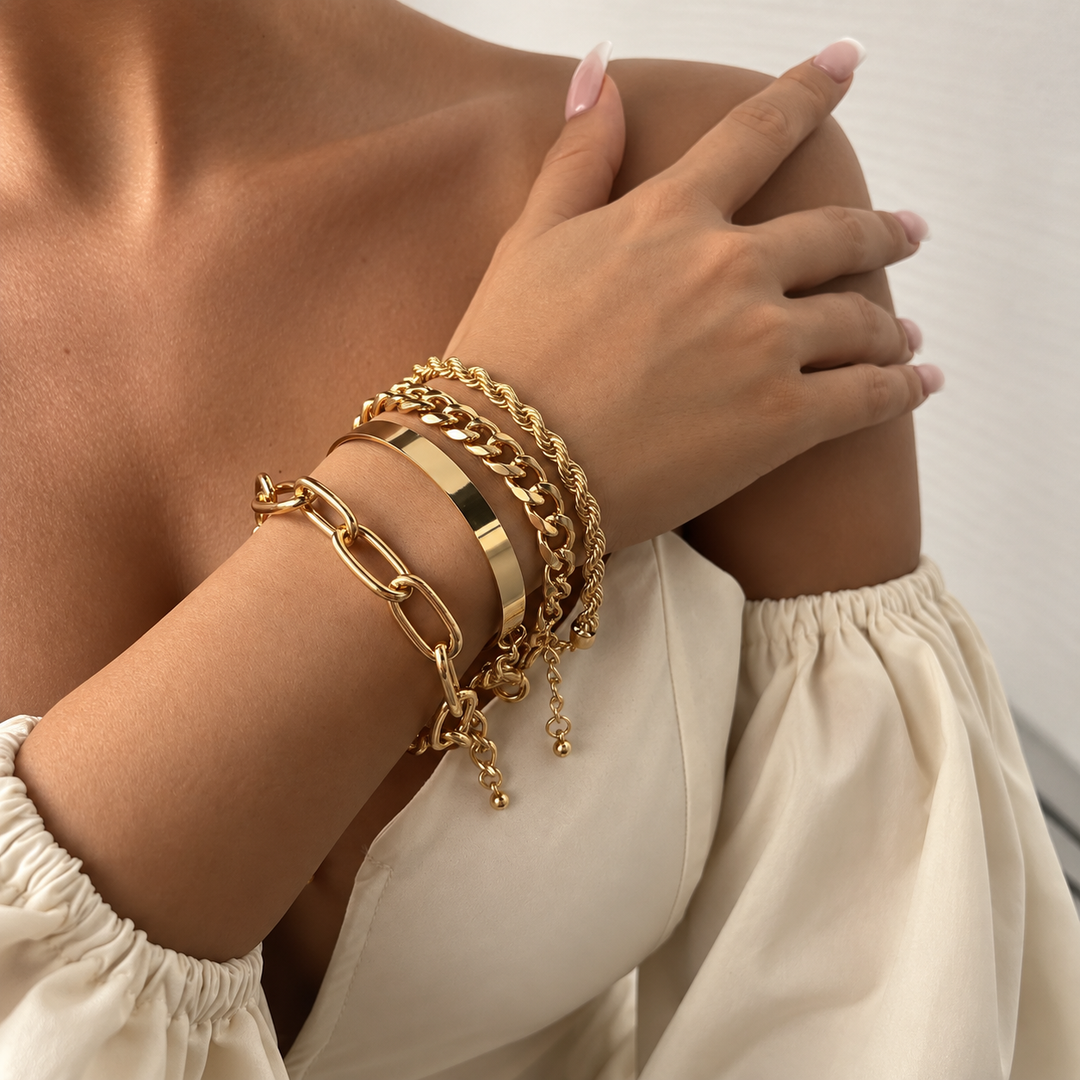 Noelle 4 Piece Bracelet - 18K Gold-Plated