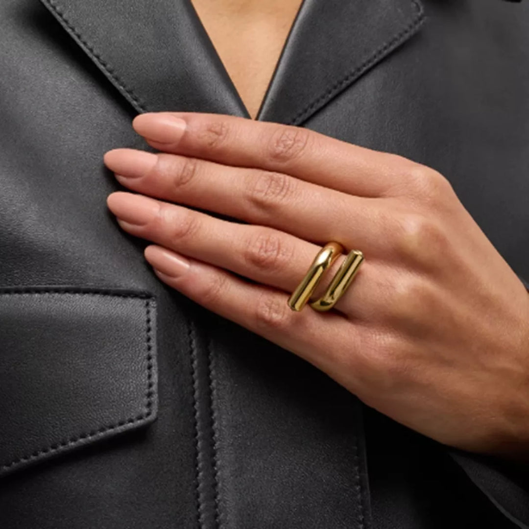 Olive Bypass Ring - 18K Gold-Plated & Silver-Plated
