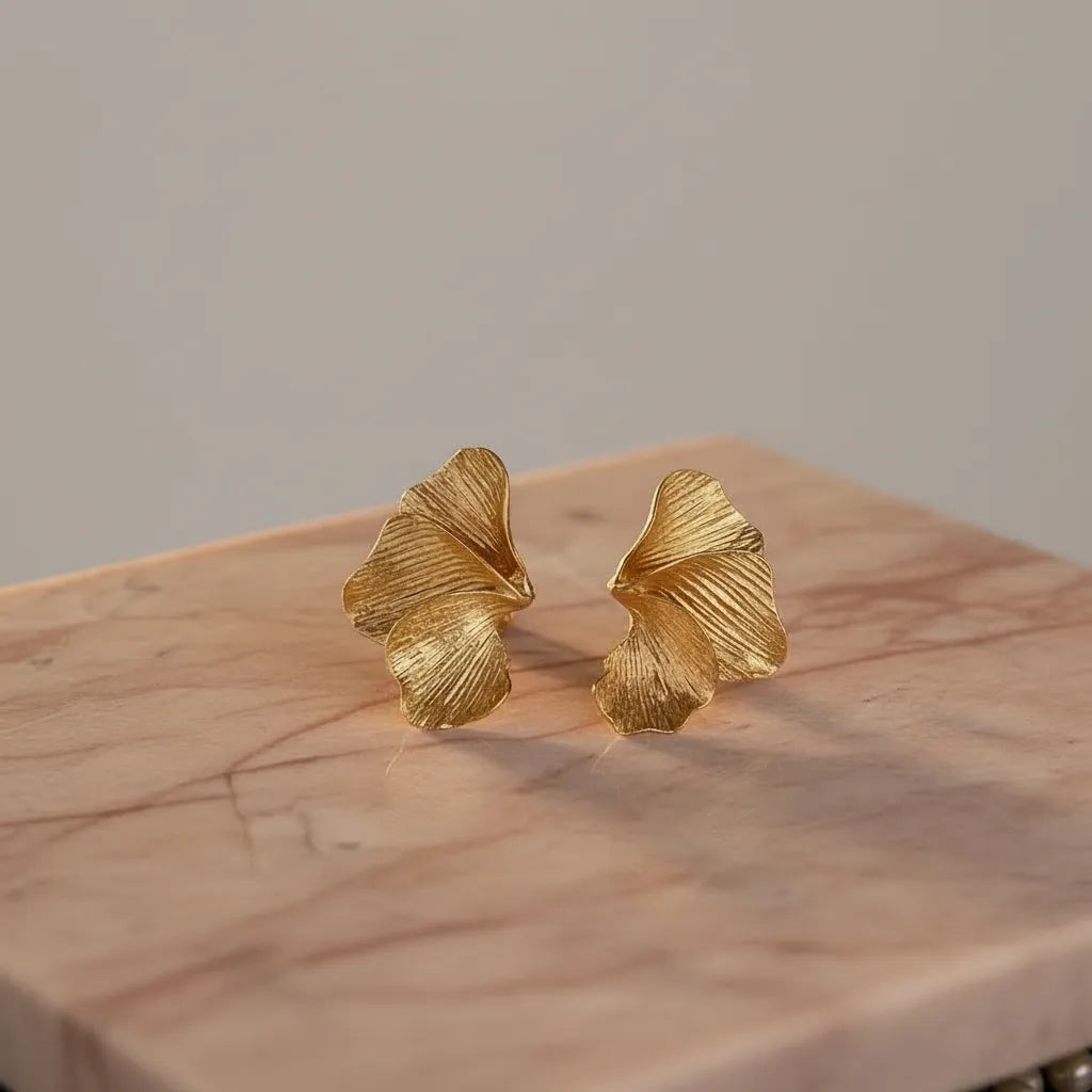 Orlena Textured Stud Earrings - 18K Gold-Plated